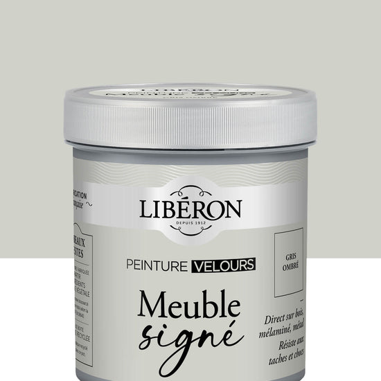 Pot de peinture meuble Libéron Meuble Signé, teinte Gris Ombré aspect Velours