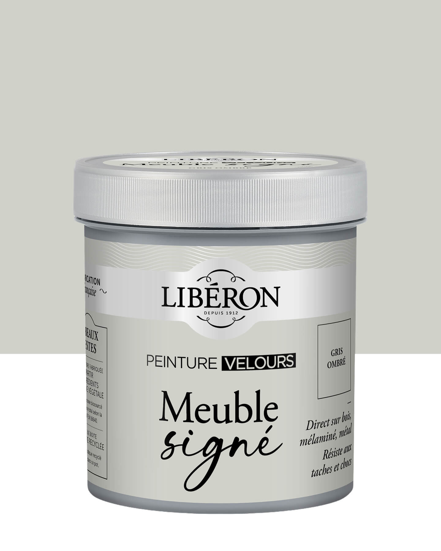 Pot de peinture meuble Libéron Meuble Signé, teinte Gris Ombré aspect Velours