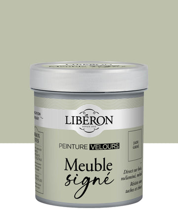 Pot de peinture meuble Libéron Meuble Signé, teinte Jade Grisé aspect Velours