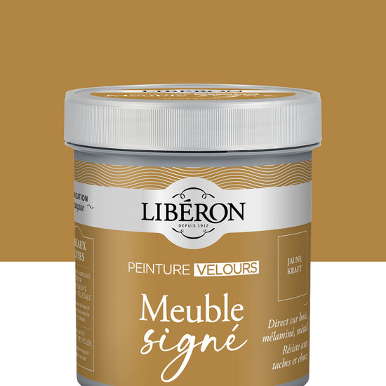 Pot de peinture meuble Libéron Meuble Signé, teinte Jaune Kraft aspect Velours