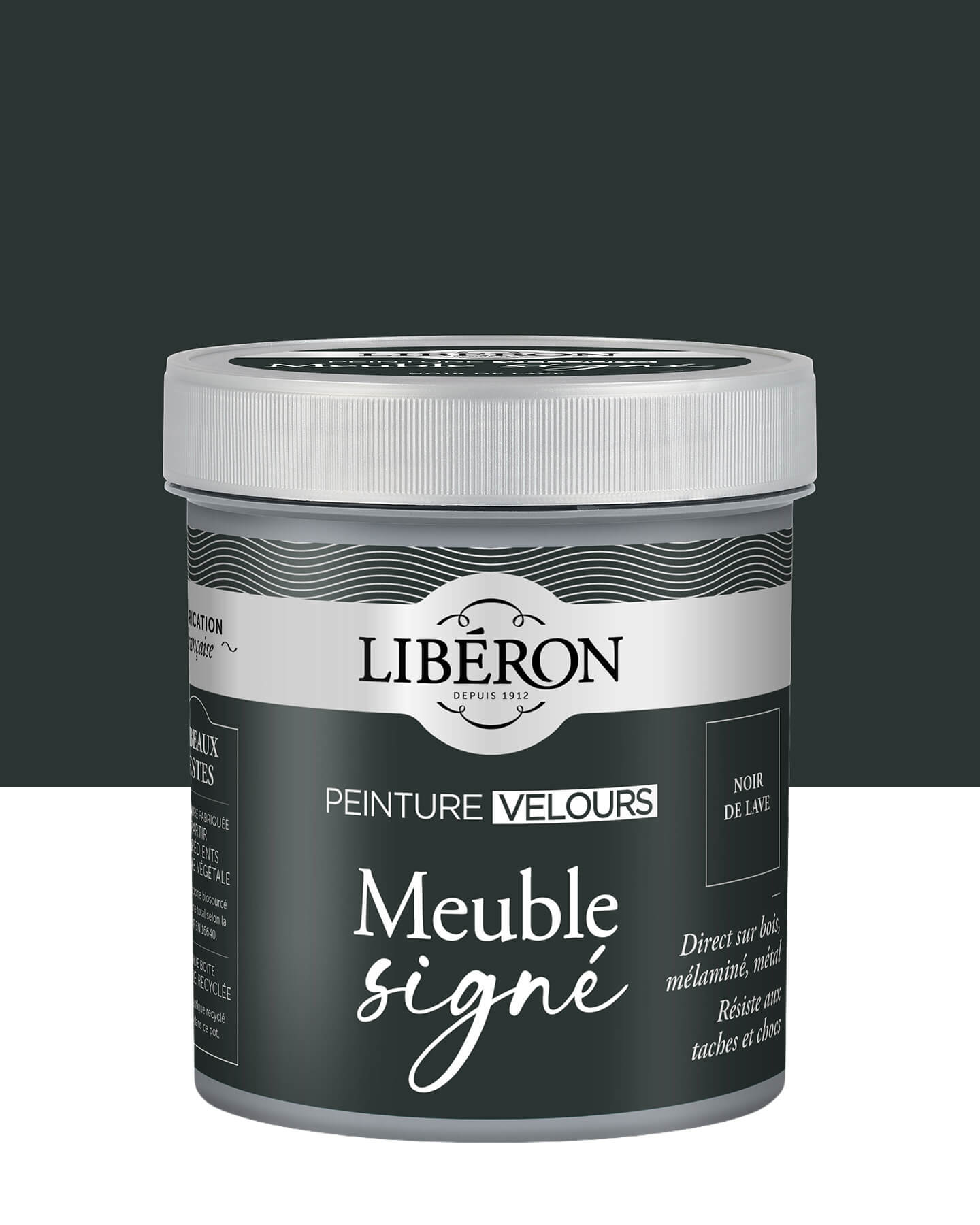 Pot de peinture meuble Libéron Meuble Signé, teinte Noir de Lave aspect Velours