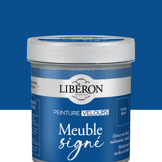 Pot de peinture meuble Libéron Meuble Signé, teinte Ultra Bleu aspect Velours