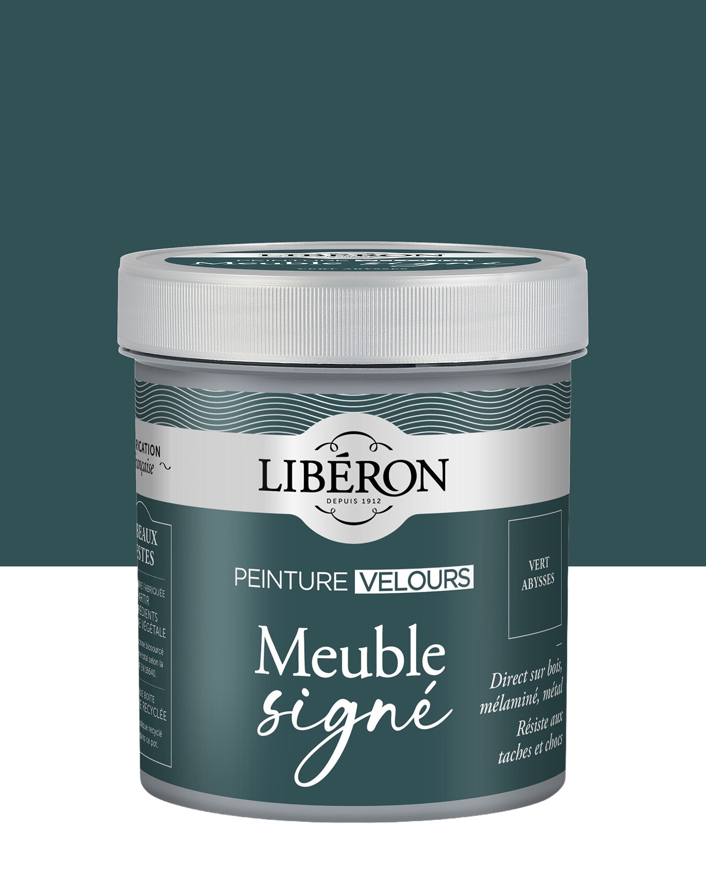 Pot de peinture meuble Libéron Meuble Signé, teinte Vert Abysses aspect Velours
