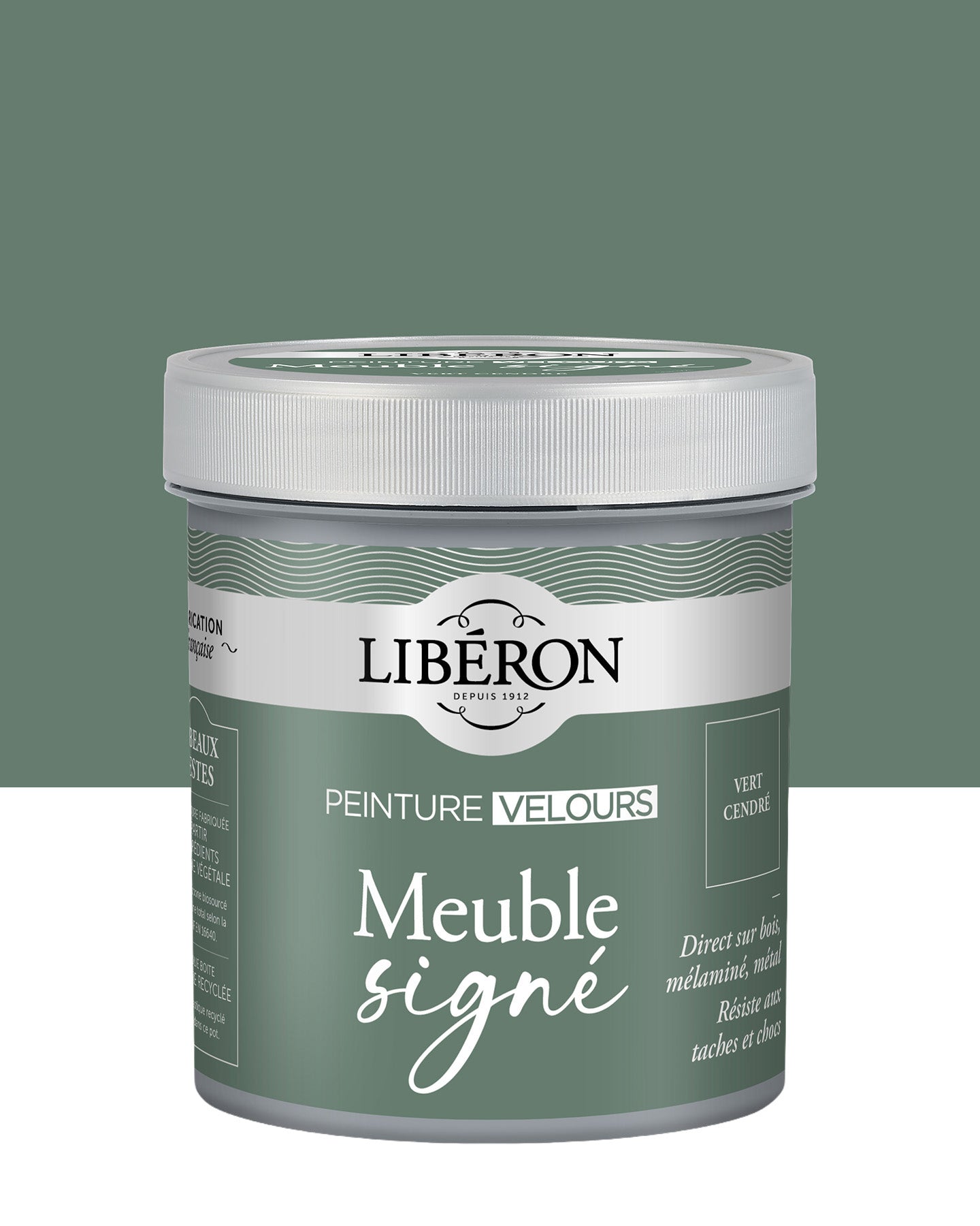 Pot de peinture meuble Libéron Meuble Signé, teinte Vert Cendré aspect Velours