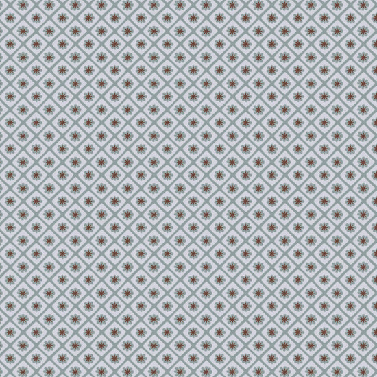 Papier peint Libéron Maître Domino n°2, motif géométrique gris à petites fleurs répétées.