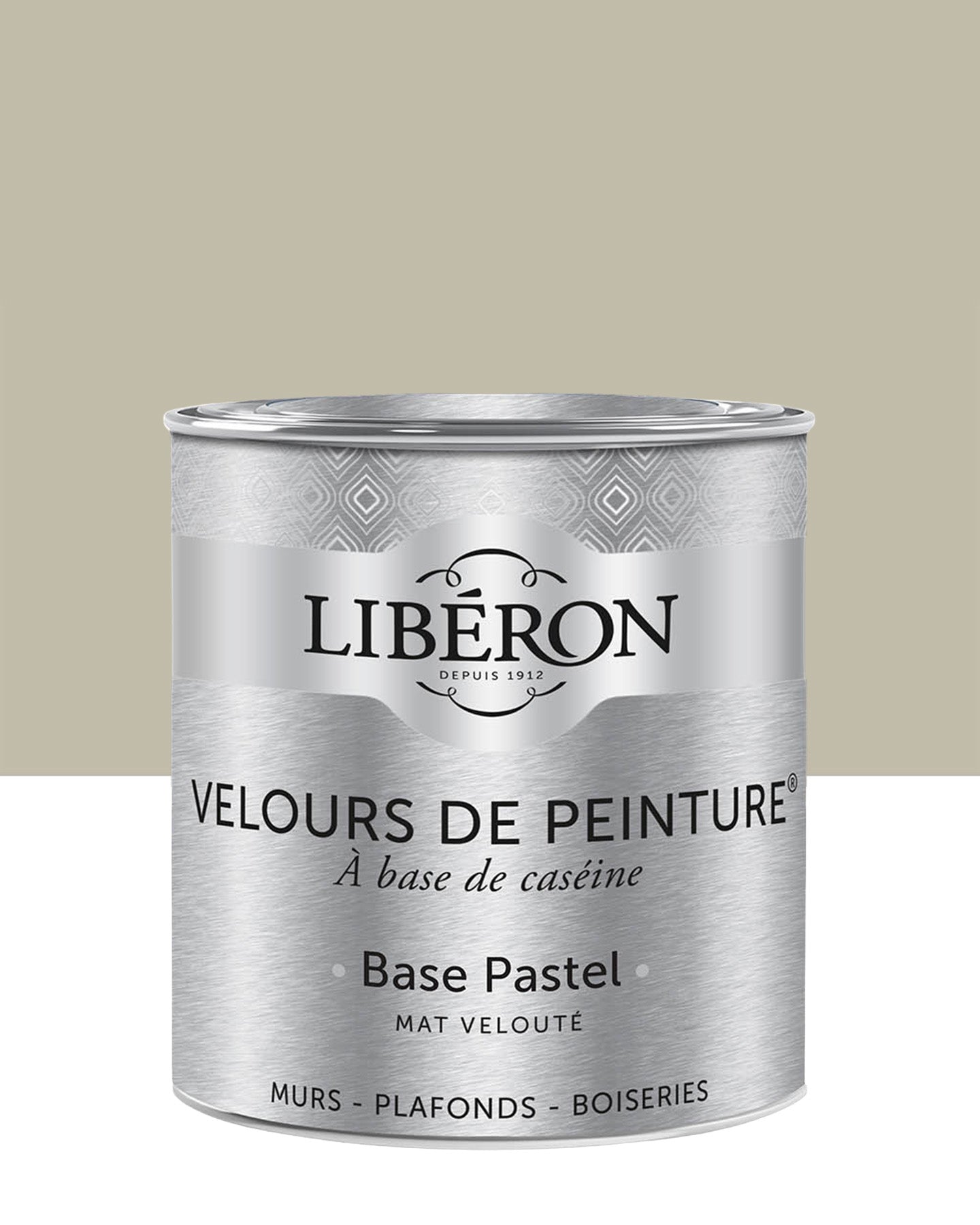 Pot de peinture murs Libéron Velours de Peinture, teinte Beige Bouillon, finition mate veloutée.