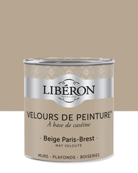 Pot de peinture murs Libéron Velours de Peinture, teinte Beige Paris-Brest, finition mate veloutée.