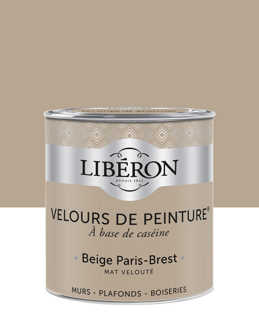 Pot de peinture murs Libéron Velours de Peinture, teinte Beige Paris-Brest, finition mate veloutée.