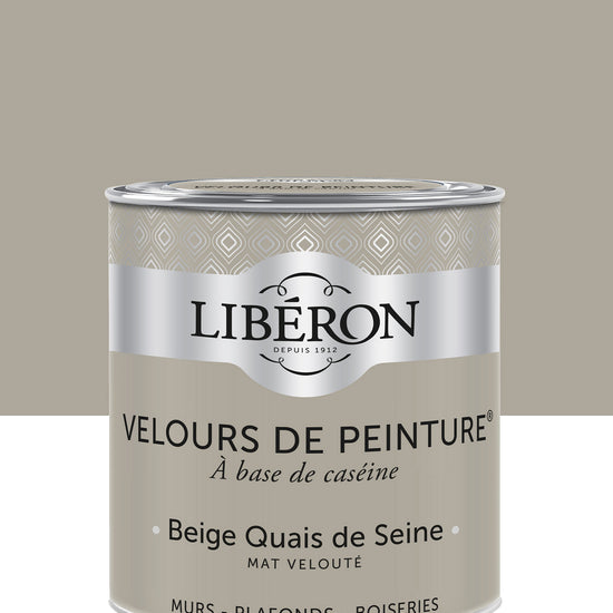 Pot de peinture murs Libéron Velours de Peinture, teinte Beige Quai de Seine, finition mate veloutée.