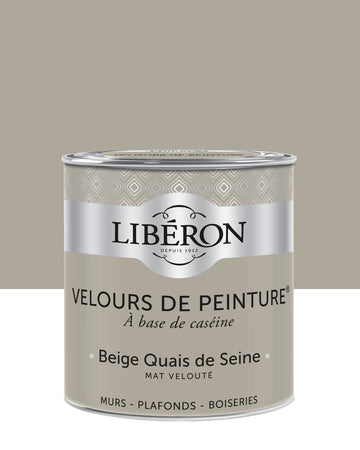Pot de peinture murs Libéron Velours de Peinture, teinte Beige Quai de Seine, finition mate veloutée.