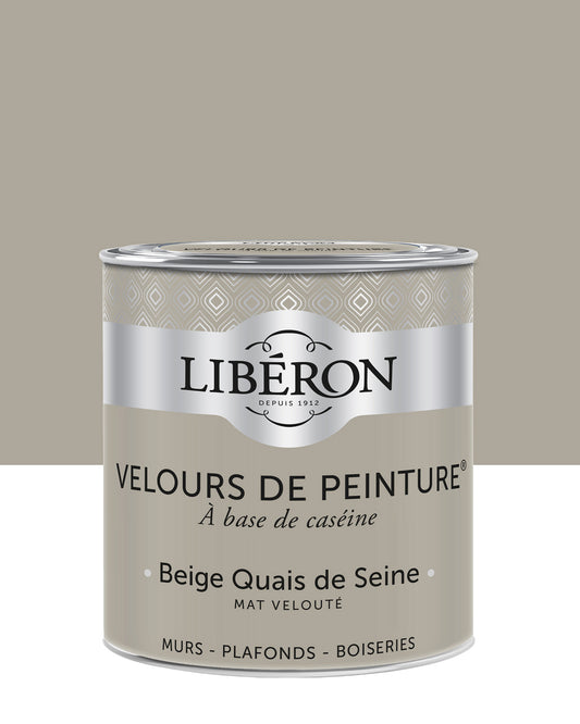 Pot de peinture murs Libéron Velours de Peinture, teinte Beige Quai de Seine, finition mate veloutée.