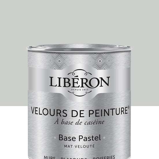 Pot de peinture murs Libéron Velours de Peinture, teinte Blanc Grisaille, finition mate veloutée.