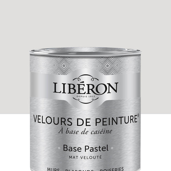 Pot de peinture murs Libéron Velours de Peinture, teinte Blanc Pâtisson, finition mate veloutée.