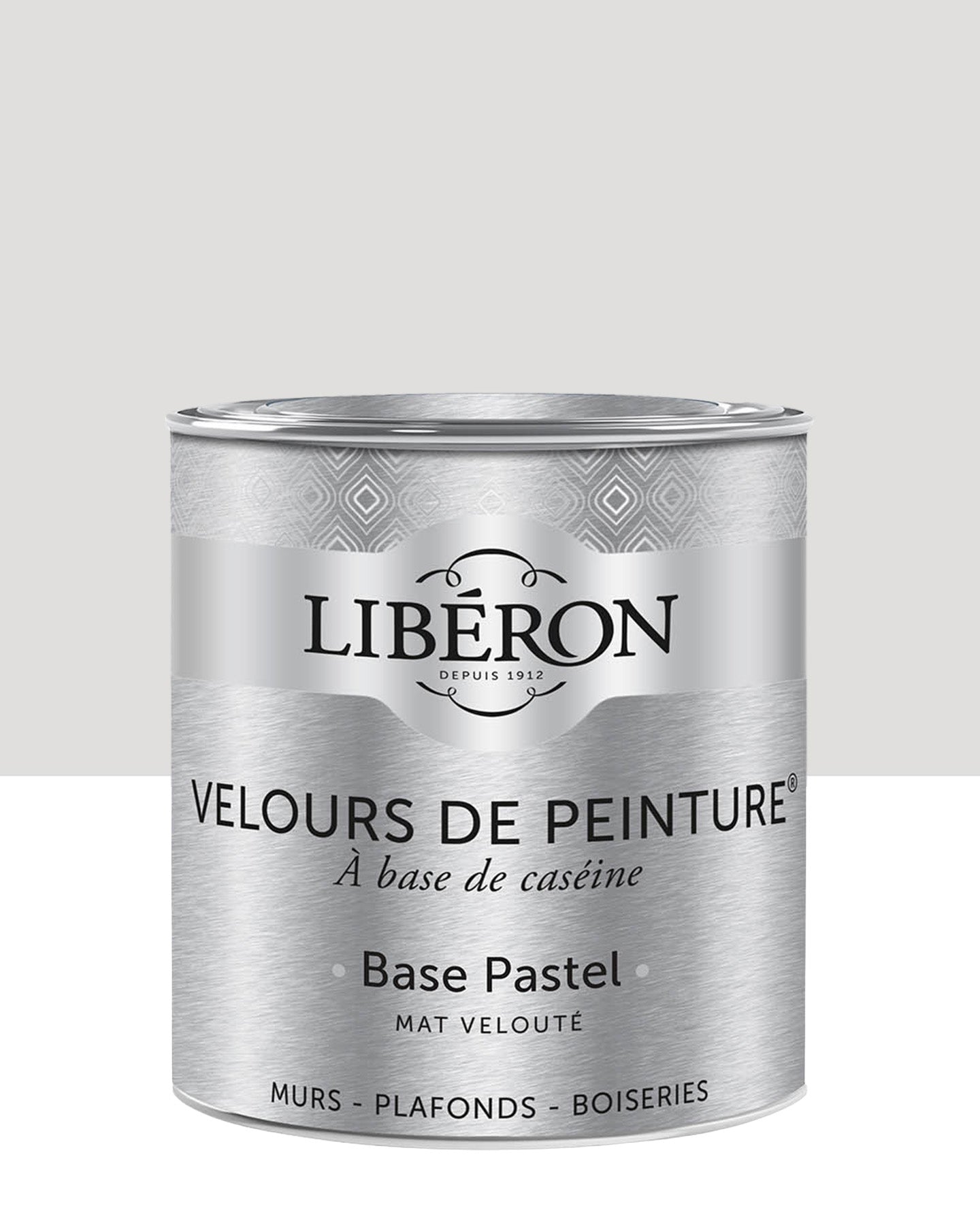Pot de peinture murs Libéron Velours de Peinture, teinte Blanc Pâtisson, finition mate veloutée.