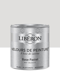Pot de peinture murs Libéron Velours de Peinture, teinte Blanc Pâtisson, finition mate veloutée.