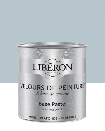 Pot de peinture murs Libéron Velours de Peinture, teinte Bleu Embruns, finition mate veloutée.