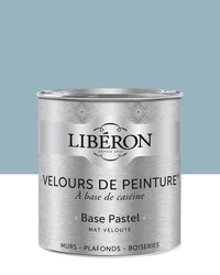 Pot de peinture murs Libéron Velours de Peinture, teinte Bleu Horizon, finition mate veloutée.