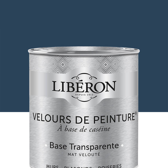 Pot de peinture murs Libéron Velours de Peinture, teinte Bleu Vintimille, finition mate veloutée.