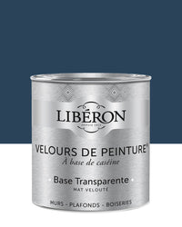 Pot de peinture murs Libéron Velours de Peinture, teinte Bleu Vintimille, finition mate veloutée.
