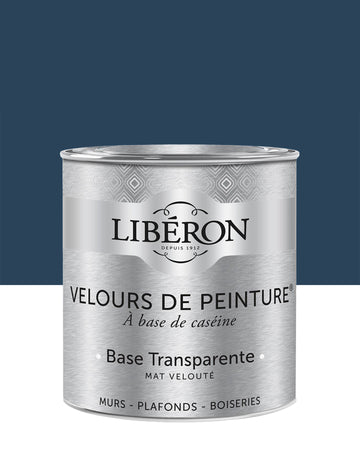Pot de peinture murs Libéron Velours de Peinture, teinte Bleu Vintimille, finition mate veloutée.