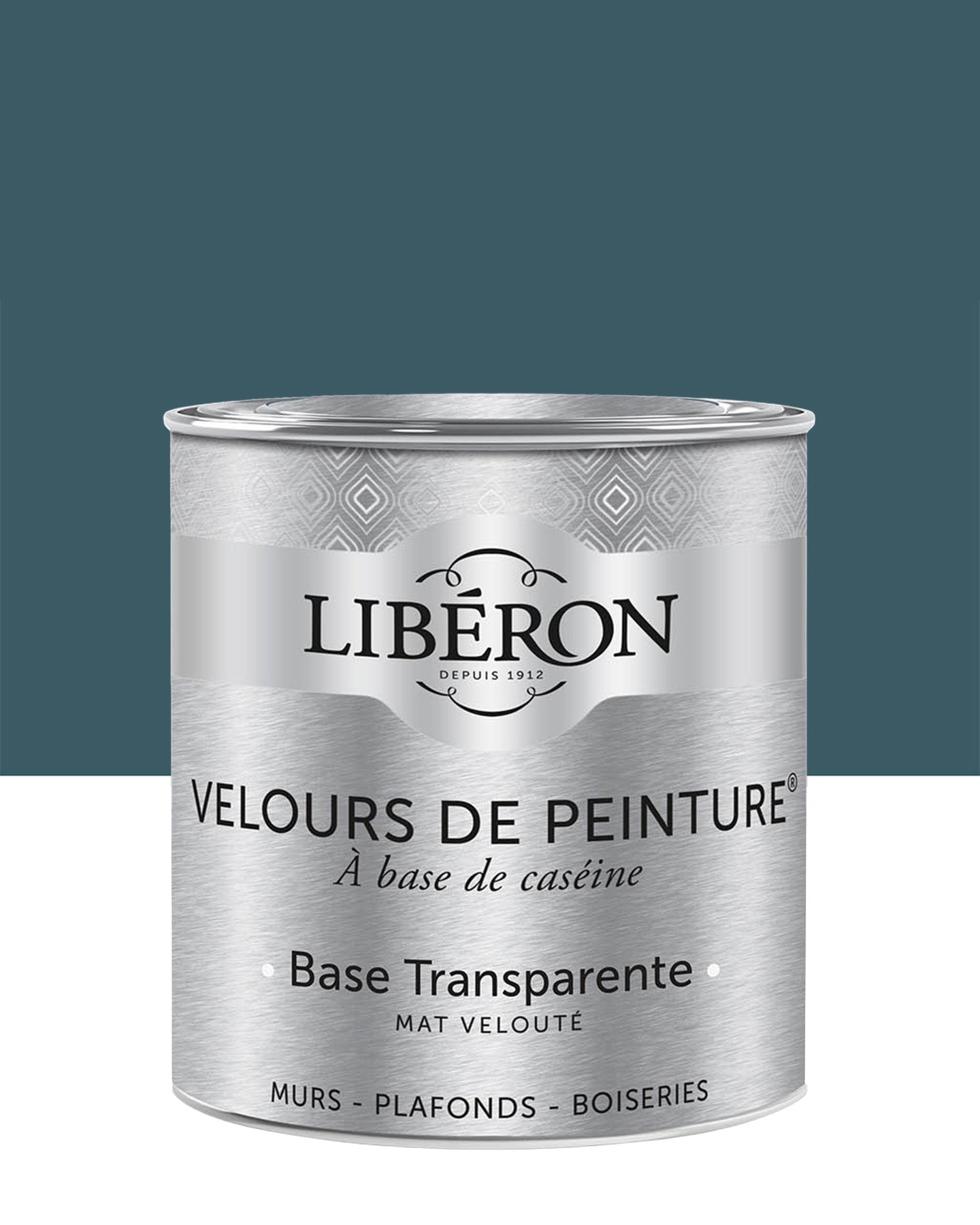 Pot de peinture murs Libéron Velours de Peinture, teinte Bleu d'Auvergne, finition mate veloutée.