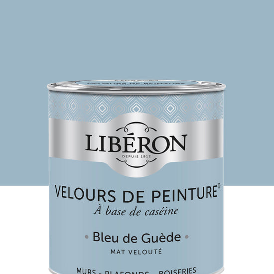Pot de peinture Libéron Velours de Peinture, teinte Bleu de Guède, finition mat velouté.