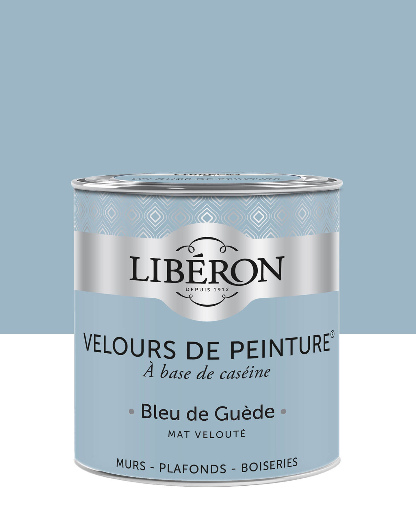 Pot de peinture Libéron Velours de Peinture, teinte Bleu de Guède, finition mat velouté.