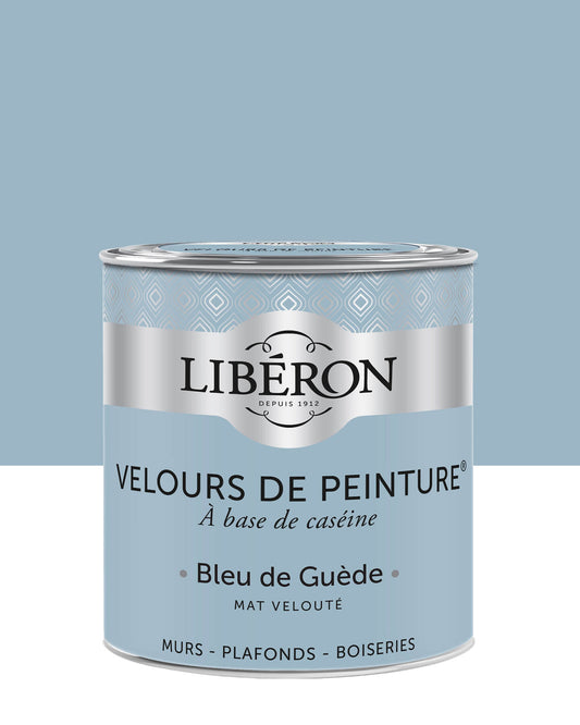 Pot de peinture Libéron Velours de Peinture, teinte Bleu de Guède, finition mat velouté.