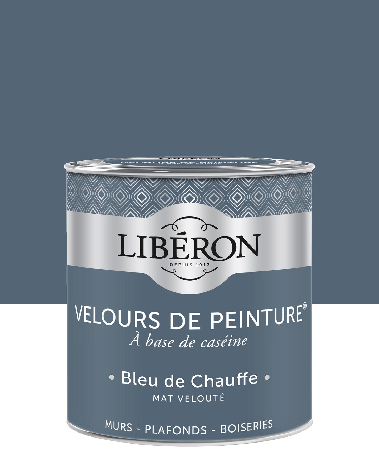 Pot de peinture murs Libéron Velours de Peinture, teinte Bleu de Chauffe Libéron, finition mate veloutée.