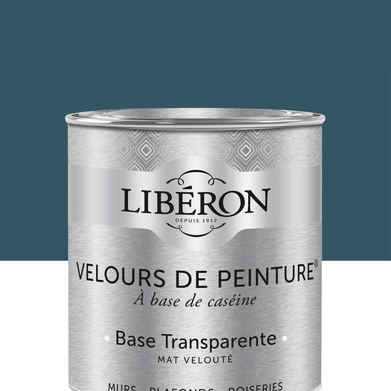 Pot de peinture murs Libéron Velours de Peinture, teinte Bleu de Minuit, finition mate veloutée.