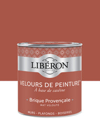Pot de peinture murs Libéron Velours de Peinture, teinte Brique Provençale, finition mate veloutée.