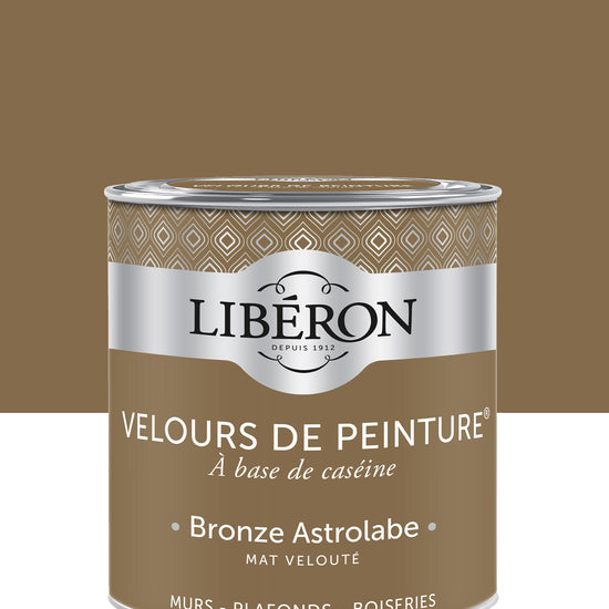 Pot de peinture murs Libéron Velours de Peinture, teinte Bronze Astrolabe, finition mate veloutée.