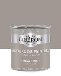 Pot de peinture murs Libéron Velours de Peinture, teinte Brun Eiffel, finition mate veloutée.