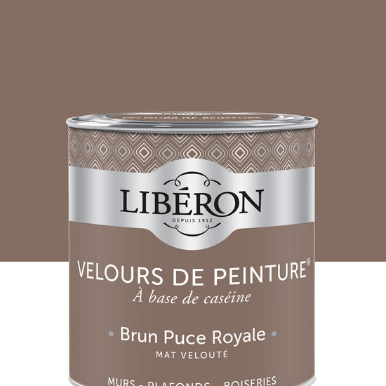 Pot de peinture murs Libéron Velours de Peinture, teinte Brun Puce Royale, finition mate veloutée.