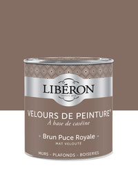 Pot de peinture murs Libéron Velours de Peinture, teinte Brun Puce Royale, finition mate veloutée.