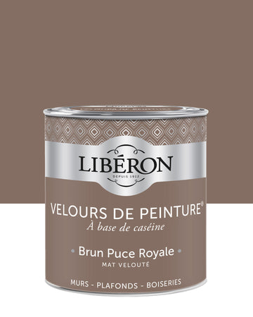 Pot de peinture murs Libéron Velours de Peinture, teinte Brun Puce Royale, finition mate veloutée.