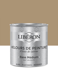 Pot de peinture murs Libéron Velours de Peinture, teinte Chêne Liège, finition mate veloutée.