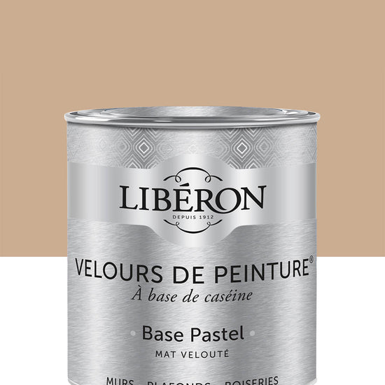 Pot de peinture murs Libéron Velours de Peinture, teinte Confiture de Lait, finition mate veloutée.