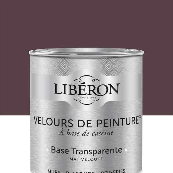 Pot de peinture murs Libéron Velours de Peinture, teinte Coq au Vin, finition mate veloutée.