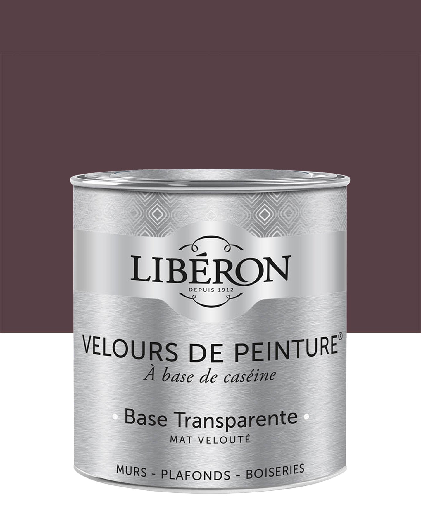 Pot de peinture murs Libéron Velours de Peinture, teinte Coq au Vin, finition mate veloutée.