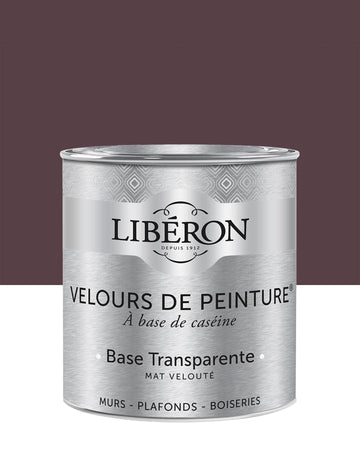 Pot de peinture murs Libéron Velours de Peinture, teinte Coq au Vin, finition mate veloutée.