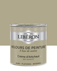Pot de peinture murs Libéron Velours de Peinture, teinte Crème d'Artichaut, finition mate veloutée.