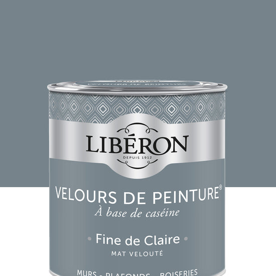 Pot de peinture murs Libéron Velours de Peinture, teinte Fine de Claire, finition mate veloutée.