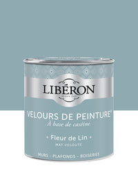 Pot de peinture murs Libéron Velours de Peinture, teinte Fleur de Lin, finition mate veloutée.