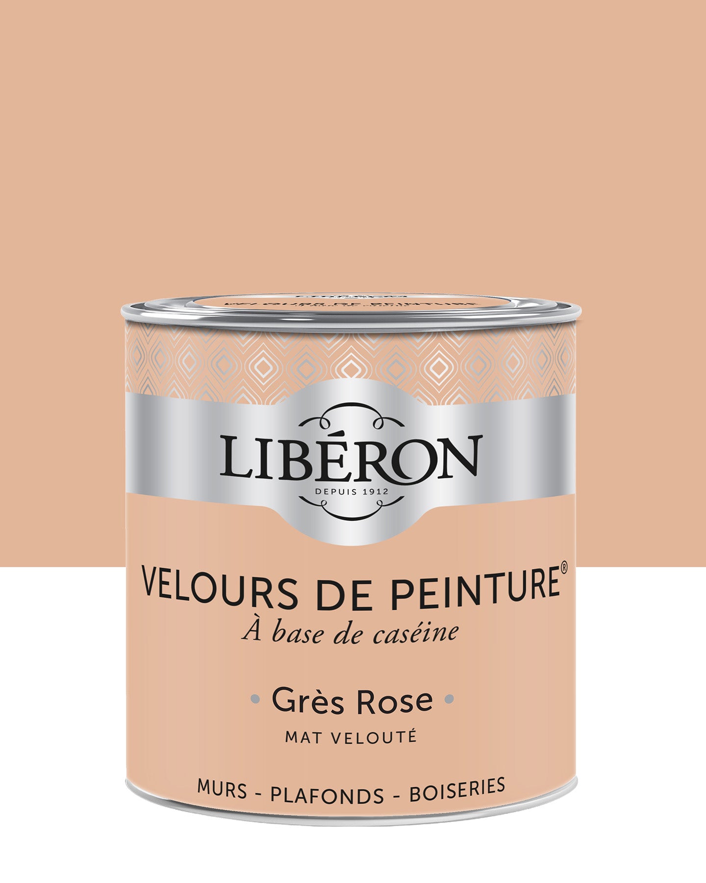 Pot de peinture murs Libéron Velours de Peinture, teinte Grès Rose, finition mate veloutée.