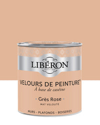 Pot de peinture murs Libéron Velours de Peinture, teinte Grès Rose, finition mate veloutée.
