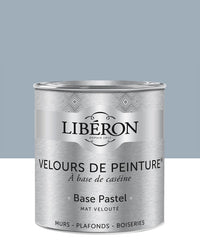 Pot de peinture murs Libéron Velours de Peinture, teinte Gris Bleu Guimet, finition mate veloutée.