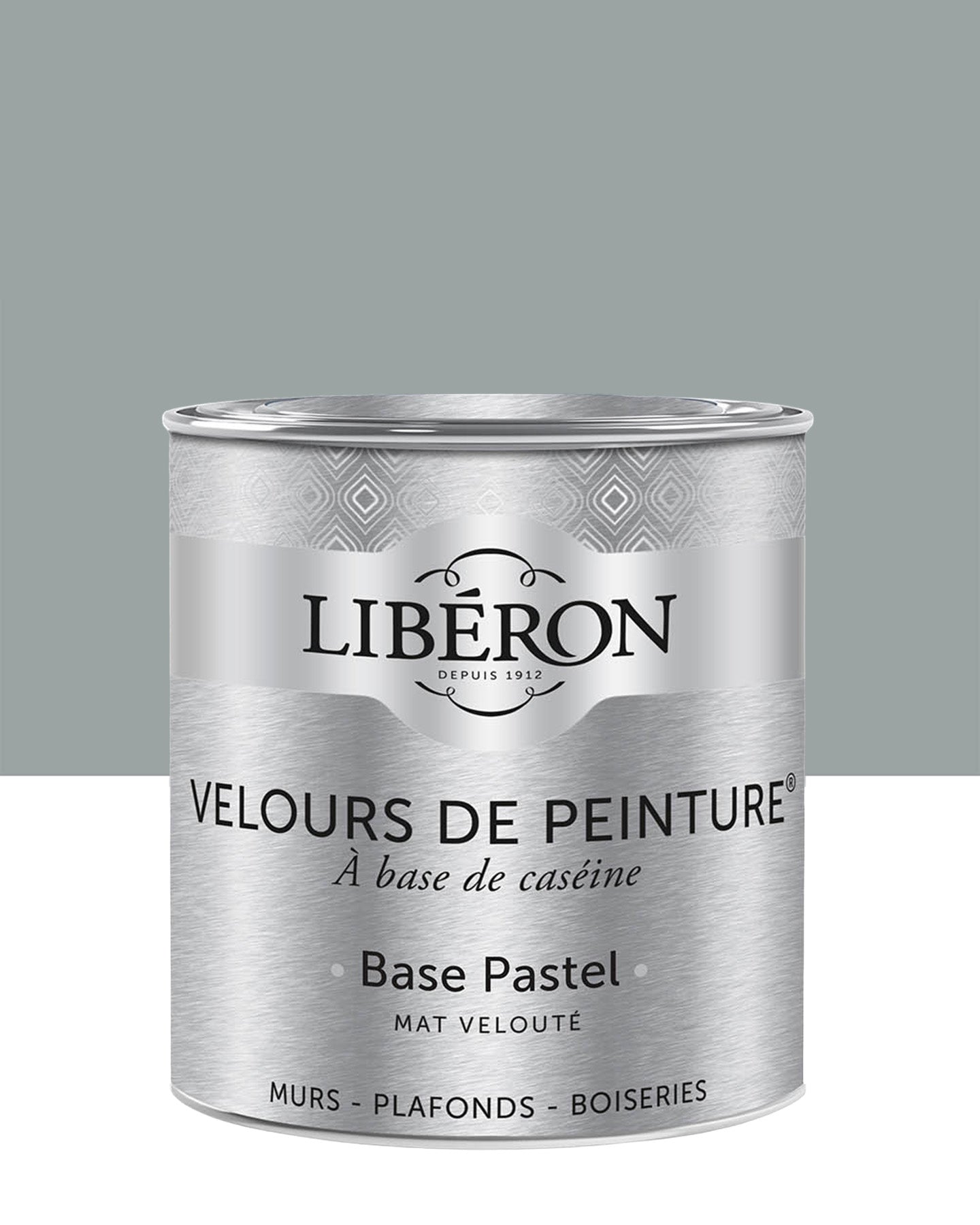 Pot de peinture murs Libéron Velours de Peinture, teinte Gris Corne de Brume, finition mate veloutée.