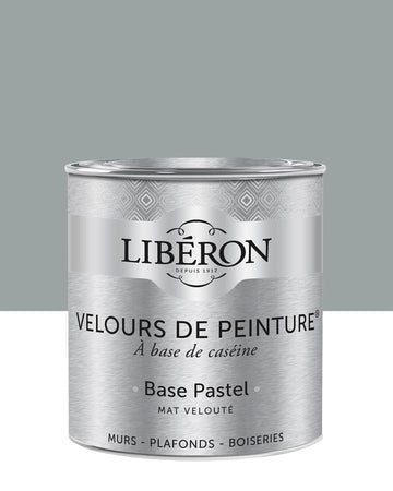 Pot de peinture murs Libéron Velours de Peinture, teinte Gris Corne de Brume, finition mate veloutée.
