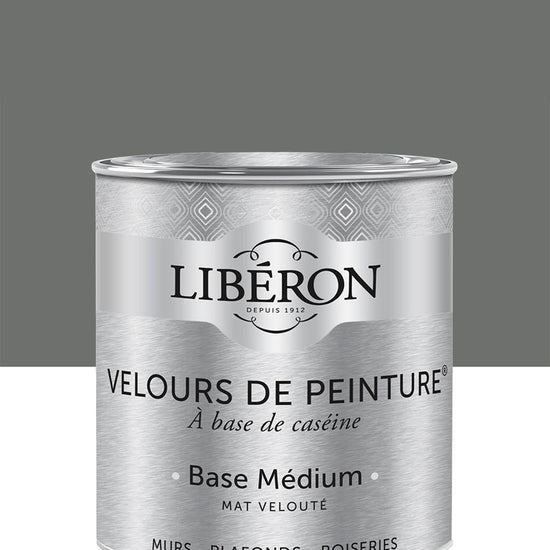 Pot de peinture murs Libéron Velours de Peinture, teinte Gris Coucou de Rennes, finition mate veloutée.